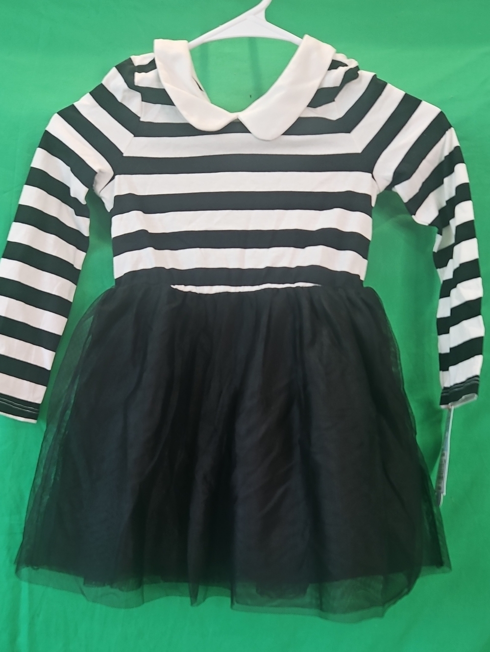 Cat & Jack Black and White Striped Peter Pan Collar Dress